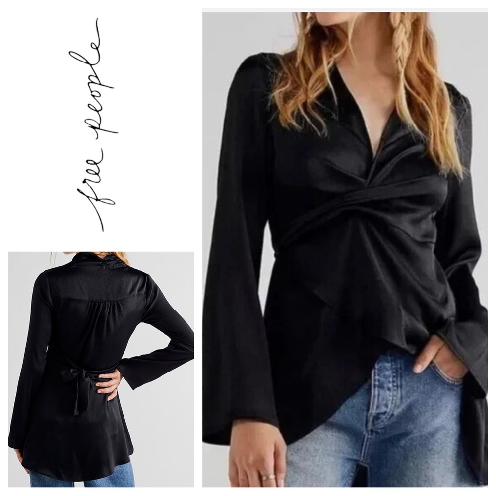 Free People Black Harley Tunic Long Sleeve
Wrap Top Size XSmall